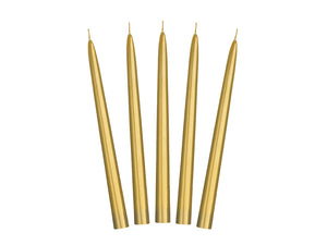 Metallisierte-Kegelkerze-gold-PartyDeco-Lemina