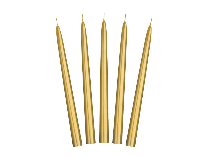 Metallisierte-Kegelkerze-gold-PartyDeco-Lemina