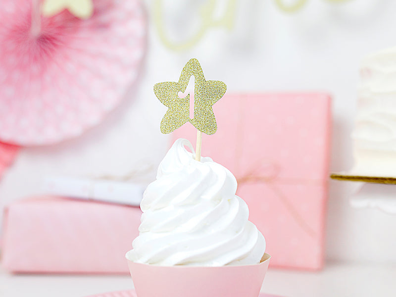 Muffin-Dekorationen-1st-Birthday-gold-1-VPE-6-Stk-PartyDeco-Lemina-1