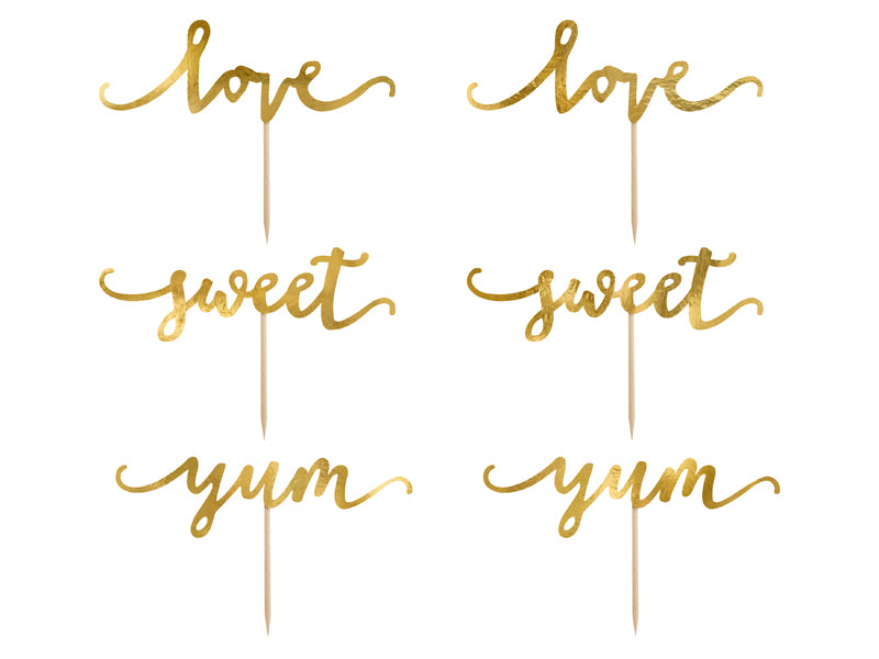 Muffin-Dekorationen-Love-gold-13cm-1-VPE-6-Stk-PartyDeco-Lemina