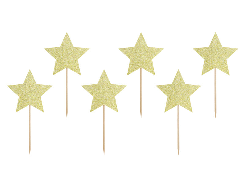 Muffin-Dekorationen-Sterne-gold-11-5cm-1-VPE-6-Stk-PartyDeco-Lemina