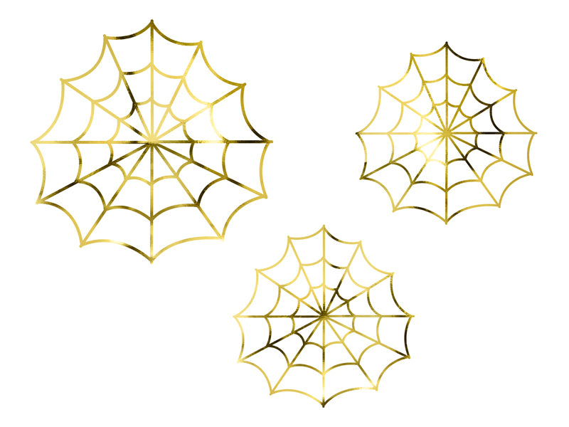 Papierdekoration-Spinnennetze-gold-1-VPE-3-Stk-PartyDeco-Lemina