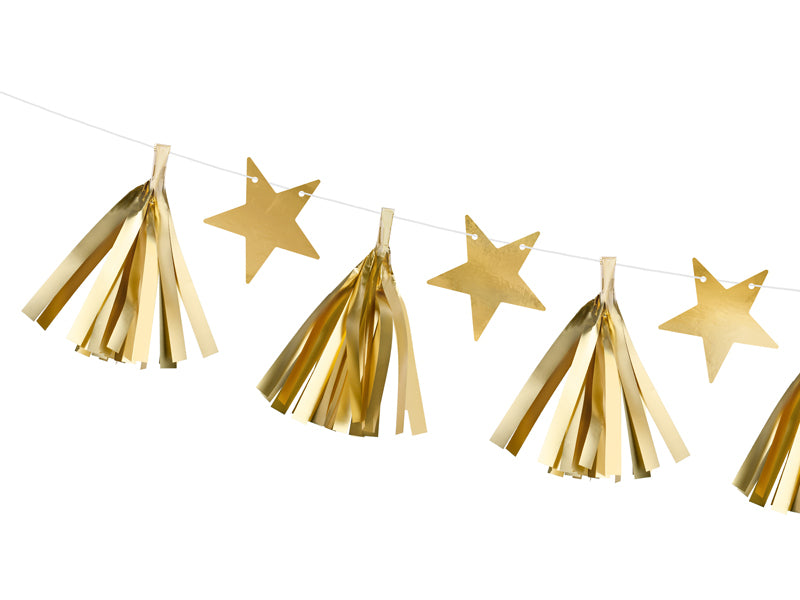 Papiergirlande-Sterne-gold-1.3m-PartyDeco-Lemina