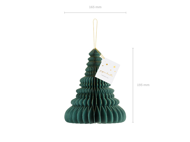 Papierkugel-honeycomb-Weihnachtsbaum-flaschengruen-20cm-PartyDeco-Lemina-4