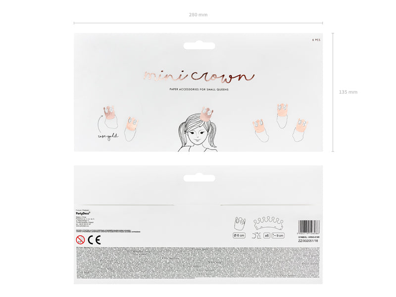 Party-Krone-rosegold-6cm-1-VPE-6-Stk-PartyDeco-Lemina-2