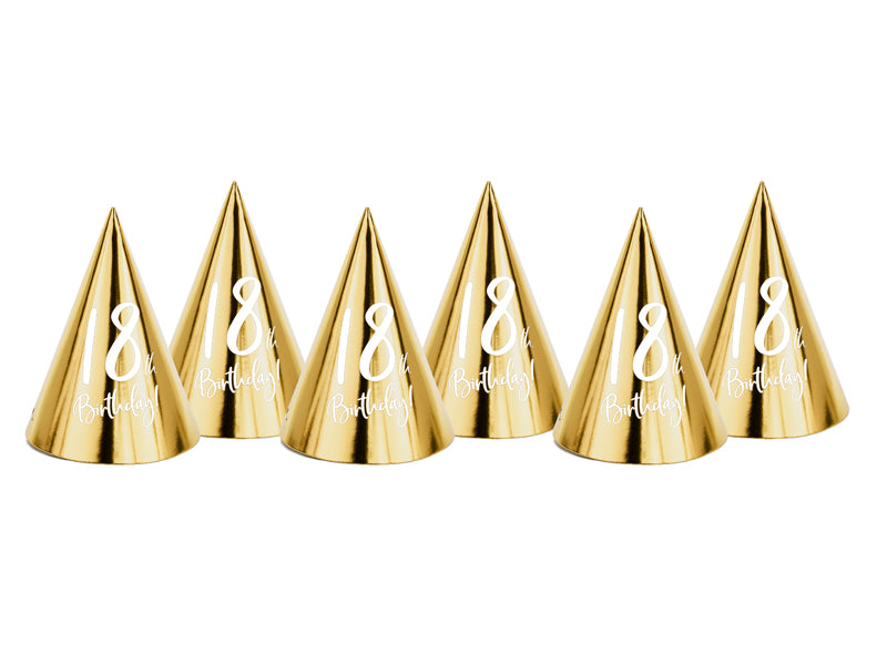 Partyhuete-18th-Birthday-gold-16cm-1-VPE-6-Stk-PartyDeco-Lemina