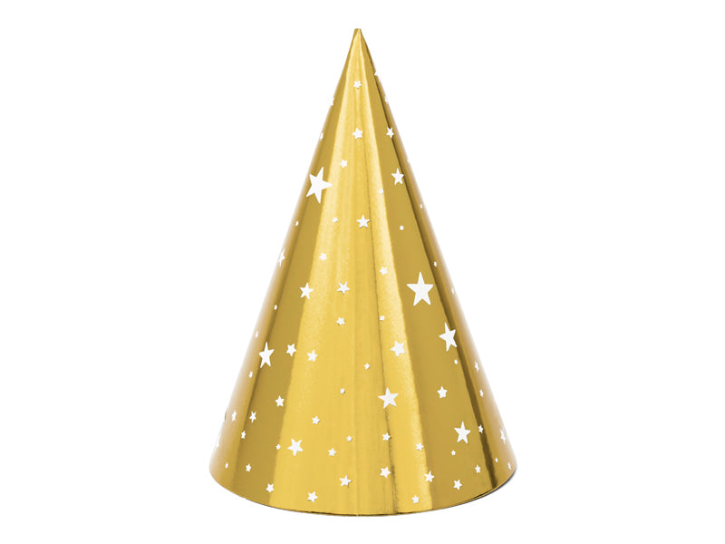 Partyhuete-Sterne-gold-16cm-1-VPE-6-Stk-PartyDeco-Lemina