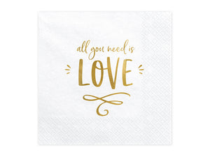 Servietten-All-you-need-is-love-weiss-33x33cm-PartyDeco-Lemina