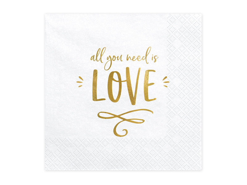 Servietten-All-you-need-is-love-weiss-33x33cm-PartyDeco-Lemina