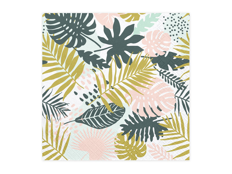 Servietten-Aloha-Blaetter-33x33cm-PartyDeco-Lemina