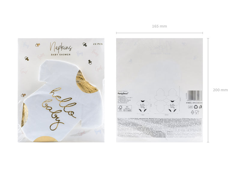 Servietten-Body-Hello-Baby-weiss-16x16cm-PartyDeco-Lemina-3