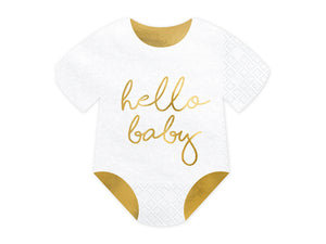 Servietten-Body-Hello-Baby-weiss-16x16cm-PartyDeco-Lemina