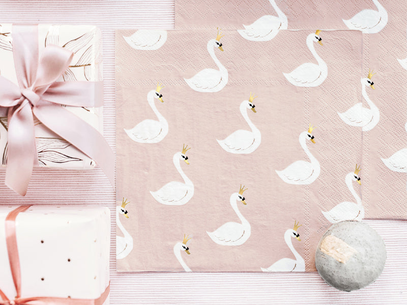 Servietten-Lovely-Swan-33x33cm-PartyDeco-Lemina-2