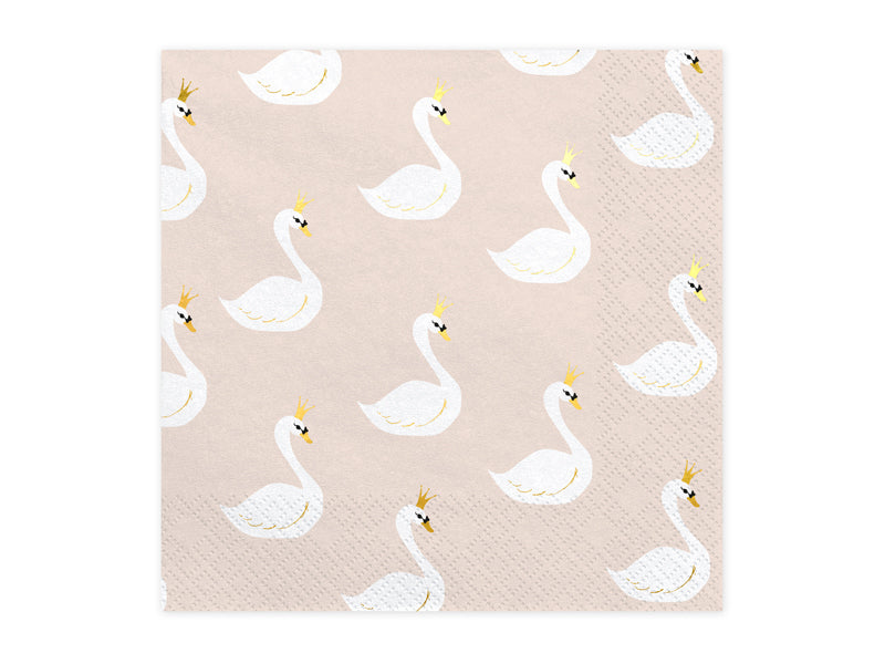 Servietten-Lovely-Swan-33x33cm-PartyDeco-Lemina