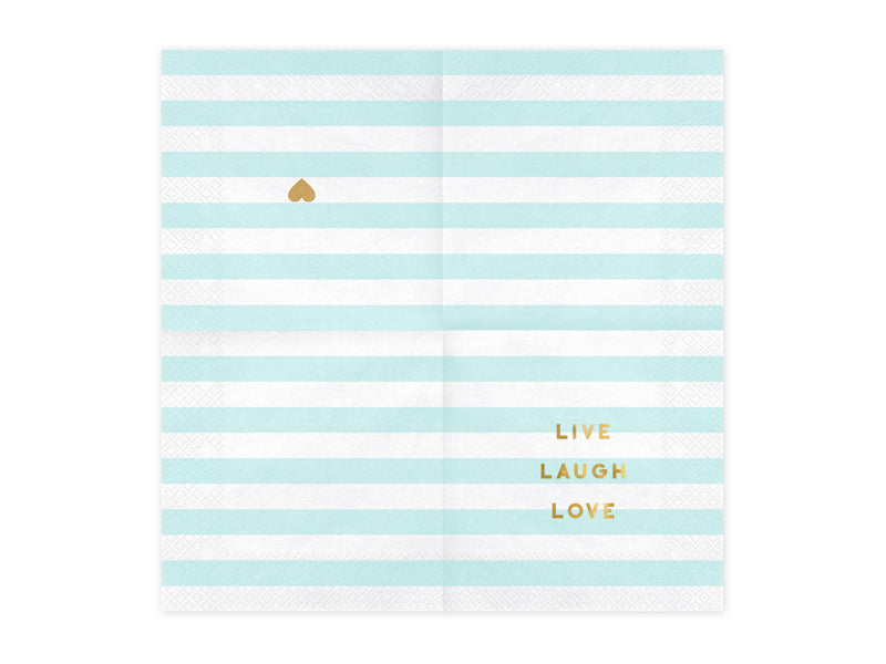 Servietten-Yummy-Live-Laugh-Love-hellblau-33x33cm-PartyDeco-Lemina-1