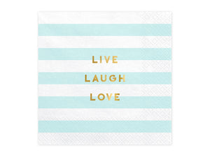Servietten-Yummy-Live-Laugh-Love-hellblau-33x33cm-PartyDeco-Lemina