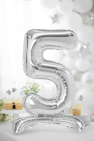 Stehender-Folienballon-Ziffer-5-70cm-silber-PartyDeco-Lemina-1