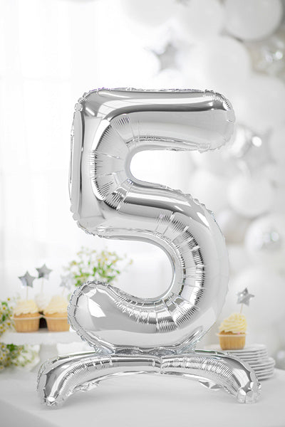 Stehender-Folienballon-Ziffer-5-70cm-silber-PartyDeco-Lemina-1