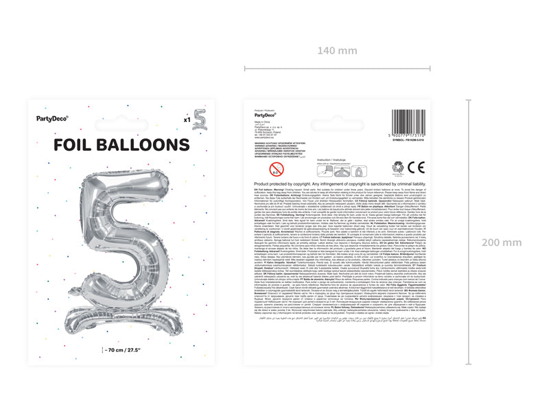 Stehender-Folienballon-Ziffer-5-70cm-silber-PartyDeco-Lemina-2