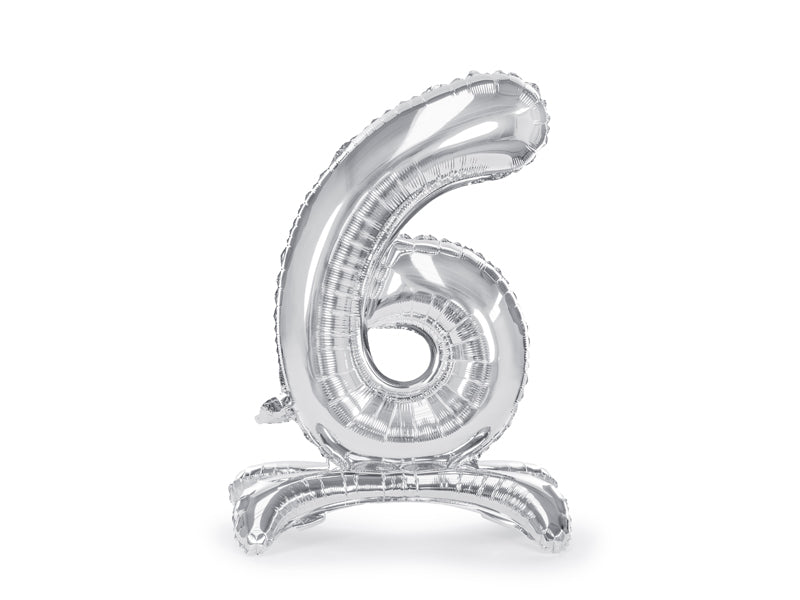 Stehender-Folienballon-Ziffer-6-70cm-silber-PartyDeco-Lemina