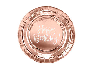 Teller-Happy-Birthday-rosegold-18cm-6-Stk-PartyDeco-Lemina