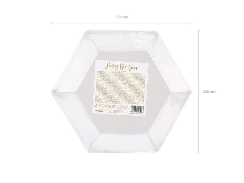 Teller-Happy-New-Year-gold-20cm-1-VPE-6-Stk-PartyDeco-Lemina-1-2