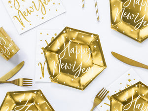 Teller-Happy-New-Year-gold-20cm-1-VPE-6-Stk-PartyDeco-Lemina-1
