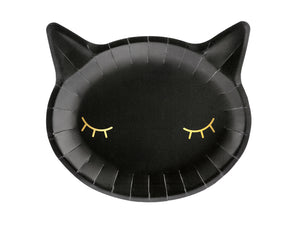 Teller-Kaetzchen-schwarz-22x20cm-1-VPE-6-Stk-PartyDeco-Lemina