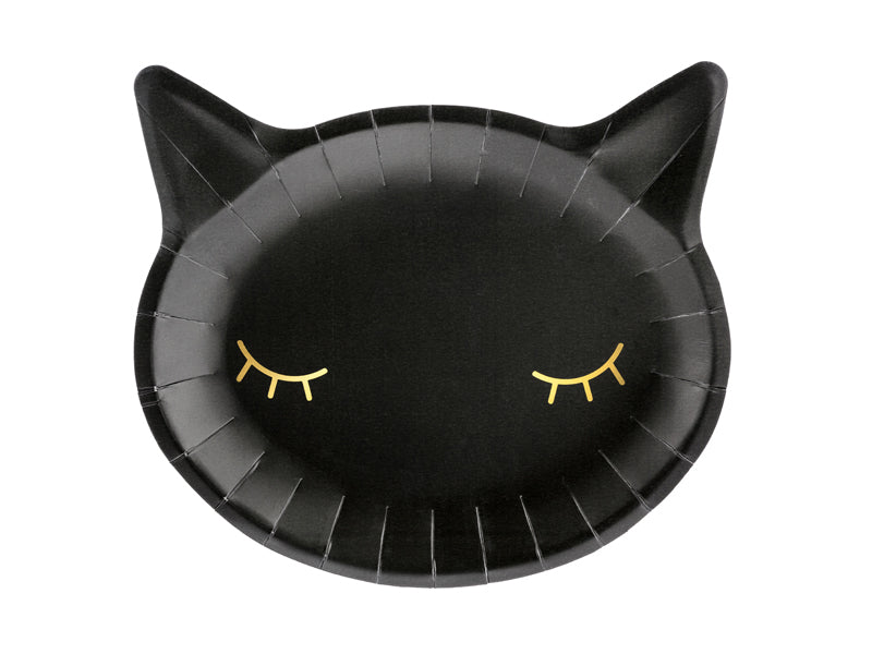 Teller-Kaetzchen-schwarz-22x20cm-1-VPE-6-Stk-PartyDeco-Lemina