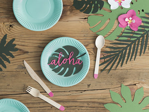 Tischkarten-Aloha-Monstera-1-VPE-6-Stk-PartyDeco-Lemina-1