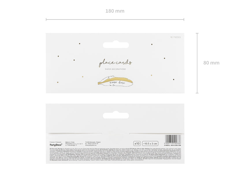 Tischkarten-Feder-gold-10.5x3cm-1-VPE-10-Stk-PartyDeco-Lemina-2