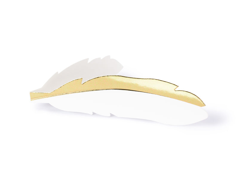 Tischkarten-Feder-gold-10.5x3cm-1-VPE-10-Stk-PartyDeco-Lemina