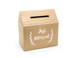 Umschlagbox-Just-Married-Kraft-30x30-5x16-5cm-PartyDeco-Lemina