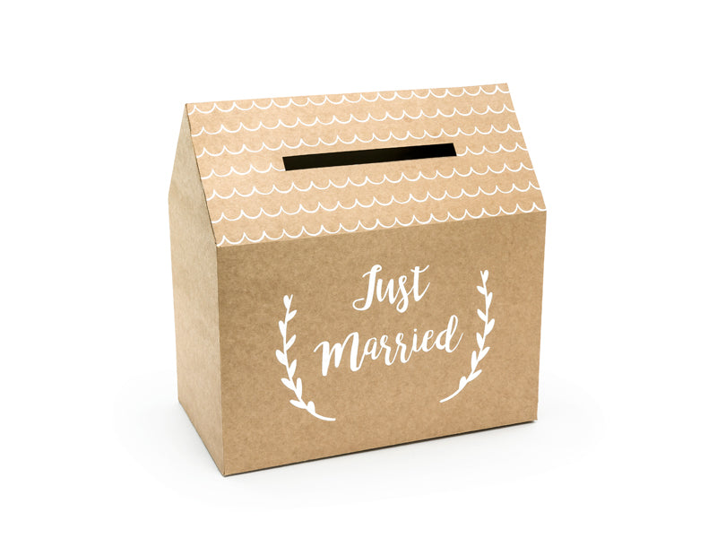 Umschlagbox-Just-Married-Kraft-30x30-5x16-5cm-PartyDeco-Lemina