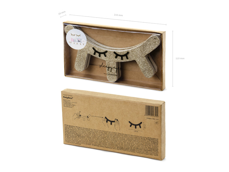 Wanddekoration-Sleeping-Eyes-gold-20x11cm-PartyDeco-Lemina-2